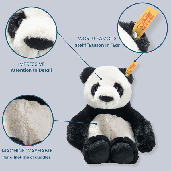 Steiff Ming Panda, Premium Panda Stuffed Animal, Panda Toys, Stuffed Teddy Bear, Teddy Bear Plush, Cute Plushies, Plushy Toy for Girls Boys and Kids, Soft Cuddly Friends (Black & White, 11")