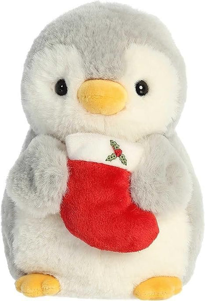 Aurora 8" PomPom Penguin Christmas Plush Bundle – With Stocking (99360) & Christmas Tree (99361), 2-Pack Holiday Collectible Plush Toys