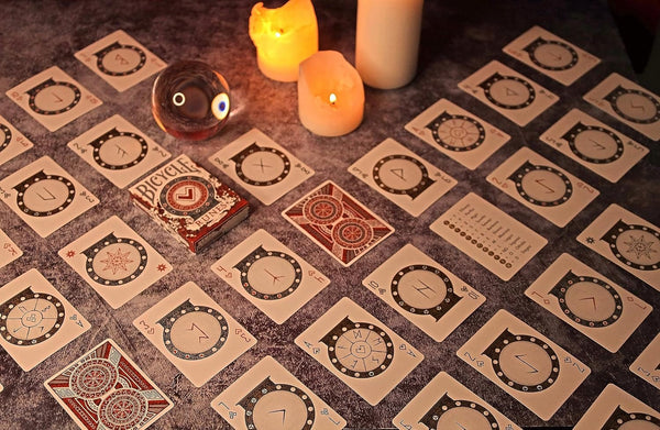 Runes v2 Bicycle Playing Cards: Elder Futhark Nordic Rune Deck - Viking Runes Theme with decoder Key - Perfect for Card Night Fun with Rune Cards