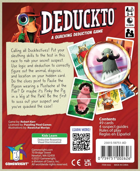 Gamewright - Deduckto - A Quacking Deduction Game - Card Game for Kids Ages 8 and Up - Great for Family Game Night!