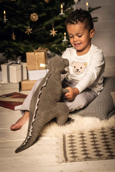 Steiff Dixi Triceratops, Premium Triceratops Stuffed Animal, Triceratops Toys, Stuffed Triceratops, Triceratops Plush, Dinosaur Stuffed Animal for Girls Boys and Kids, Soft Cuddly Friends (Blue, 11")