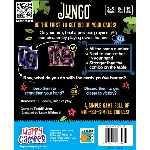Happy Camper - Jungo Game | Simple Card Game of Not-so-Simple Choices | Perfect for Travel and Family Game Night | 2-5 Players Ages 8+