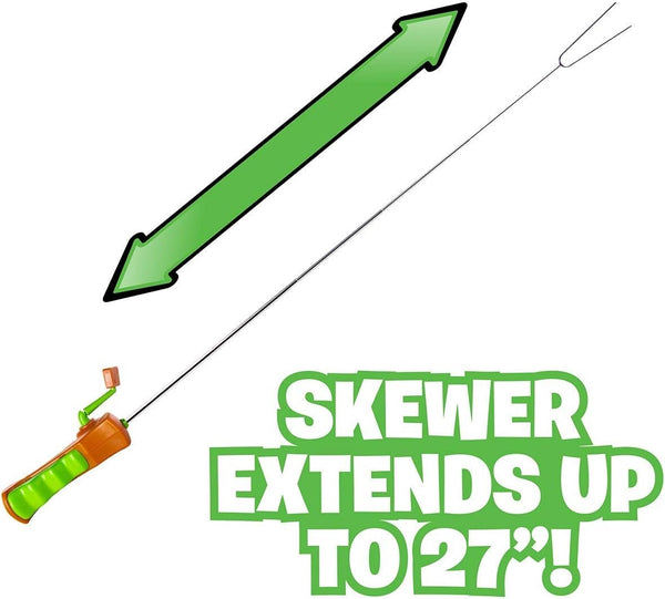 Hog Wild Reel Roaster, 27" - For Marshmallows, Hot Dogs, Camping, Barbeques, Campfires, Fire Pits, Fireplaces, Grills & More - Stainless Steel Extendable Rotating Skewer - Gift for Kids & Adults 8+