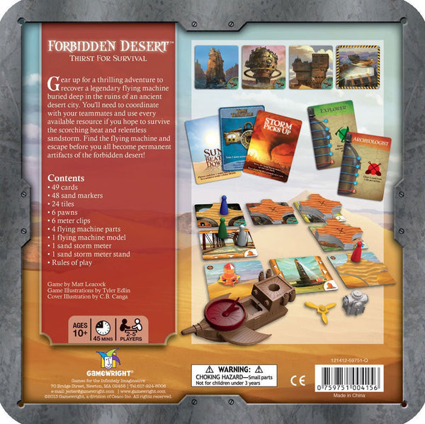 Gamewright - Forbidden Desert - Thirst For Survival, The Cooperative Strategy Survival Desert Board Game, 2-5 Players Ages 10+