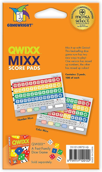Gamewright Qwixx Mixx - Genuine Enhanced Game Play Add-On Replacement Scorecards for Qwixx - A Fast Family Dice Game, 2-5 Players Ages 8+