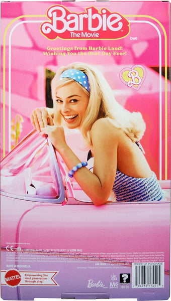 Barbie The Movie Doll, Margot Robbie as, Collectible Doll Wearing Blue Plaid Matching Set with Matching Hat and Jacket