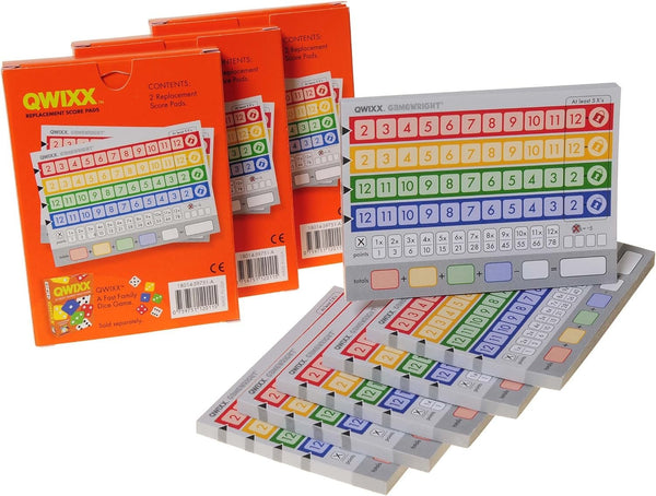 Gamewright Qwixx Replacement Paper Score Pads, 3 Pack