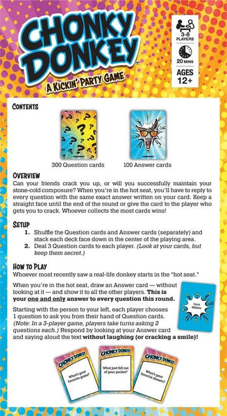 Gamewright - Chonky Donkey - A Kickin' Party Game, 3-8 Players Ages 12+