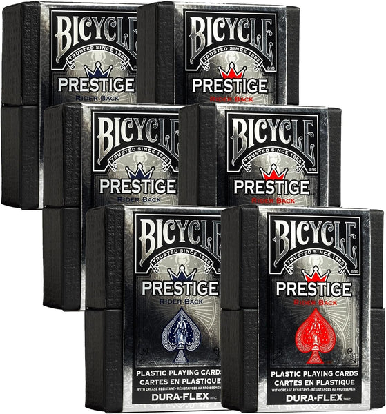 Bicycle Prestige Rider Back Plastic Dura-Flex Playing Cards - Set of 6 Decks, 3 Blue & 3 Red
