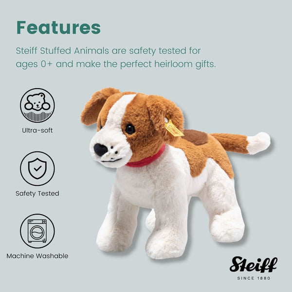 Steiff Soft Cuddly Friends Snuffy Dog, Premium Stuffed Animal Plush Toy (Rust/White, 11")