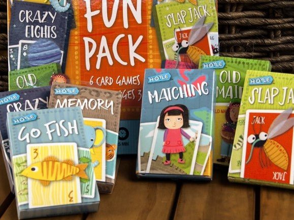 Hoyle 6-IN-1 Fun Pack, Kids Playing Cards Multi Pack, 6 Fun Card Games in 1, 2+ Players Ages 3+