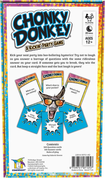 Gamewright - Chonky Donkey - A Kickin' Party Game, 3-8 Players Ages 12+