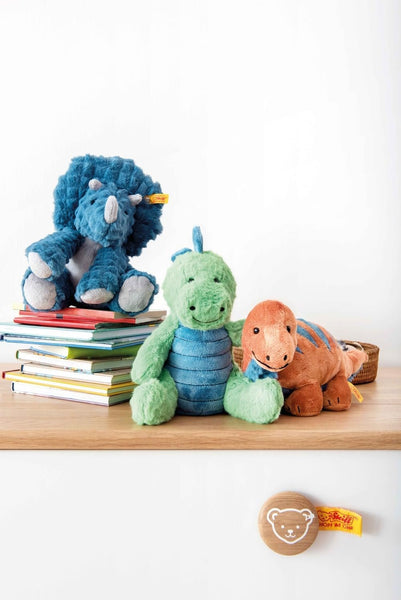 Steiff Dixi Triceratops, Premium Triceratops Stuffed Animal, Triceratops Toys, Stuffed Triceratops, Triceratops Plush, Dinosaur Stuffed Animal for Girls Boys and Kids, Soft Cuddly Friends (Blue, 11")