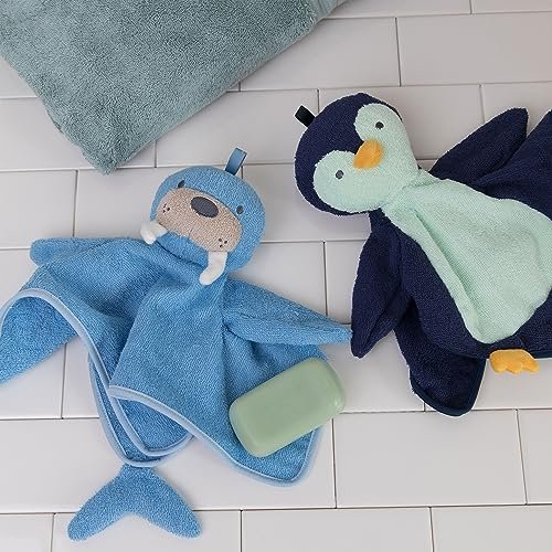 Manhattan Toy Walter Walrus Scrub-a-Dubbie Bathtime Puppet Washcloth for Infants, Toddlers and Kids