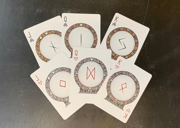Runes v2 Bicycle Playing Cards: Elder Futhark Nordic Rune Deck - Viking Runes Theme with decoder Key - Perfect for Card Night Fun with Rune Cards