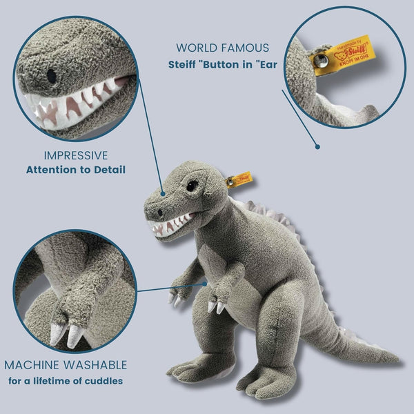 Steiff Dixi Triceratops, Premium Triceratops Stuffed Animal, Triceratops Toys, Stuffed Triceratops, Triceratops Plush, Dinosaur Stuffed Animal for Girls Boys and Kids, Soft Cuddly Friends (Blue, 11")