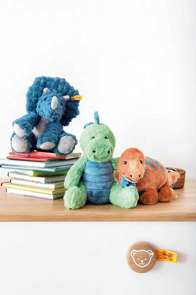 Steiff Dixi Triceratops, Premium Triceratops Stuffed Animal, Triceratops Toys, Stuffed Triceratops, Triceratops Plush, Dinosaur Stuffed Animal for Girls Boys and Kids, Soft Cuddly Friends (Blue, 11")