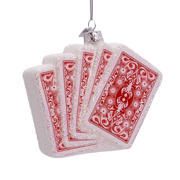 Kurt S. Adler Noble Gems Glass Poker Cards & Chips Ornament – Hand-Blown Glass Casino Theme Christmas Tree Decoration, Playing Cards & Poker Chips, 4.375" (NBX0121)