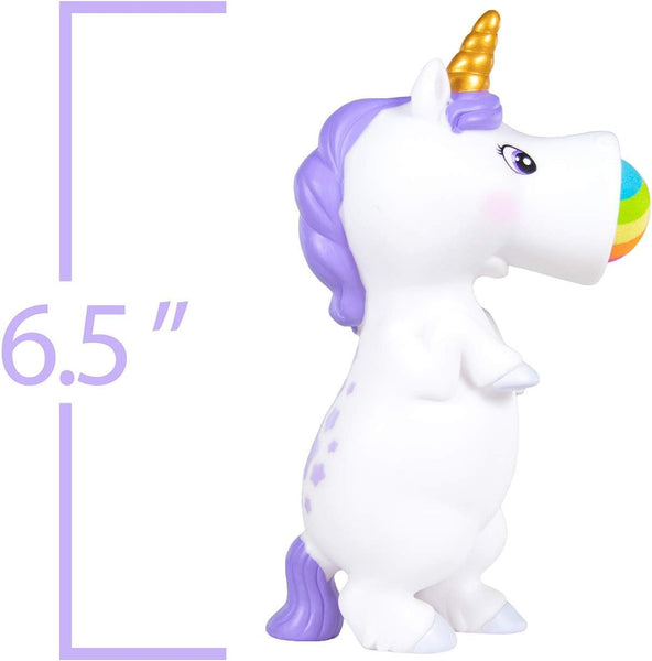 Hog Wild White Unicorn Popper Toy - Shoot Foam Balls Up to 20 Feet - 6 Rainbow Balls Included - Age 4+