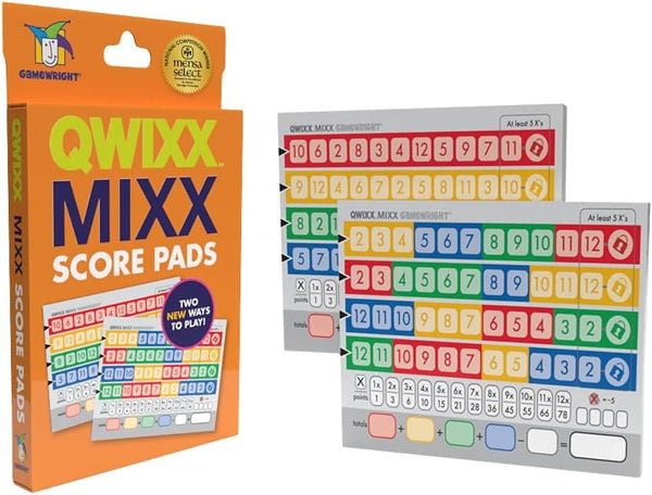Gamewright Qwixx Mixx - Genuine Enhanced Game Play Add-On Replacement Scorecards for Qwixx - A Fast Family Dice Game, 2-5 Players Ages 8+