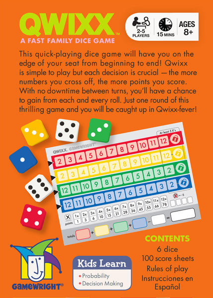 Gamewright Qwixx - A Frantic Dice Rolling Game That Everyone Plays At Once! For 2-5 Players Ages 8+