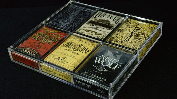 Carat X3x2 Clear Acrylic Six Playing Card Deck Case, Magnetic 6 Deck Storage Display Holder for Collectible Poker Cards