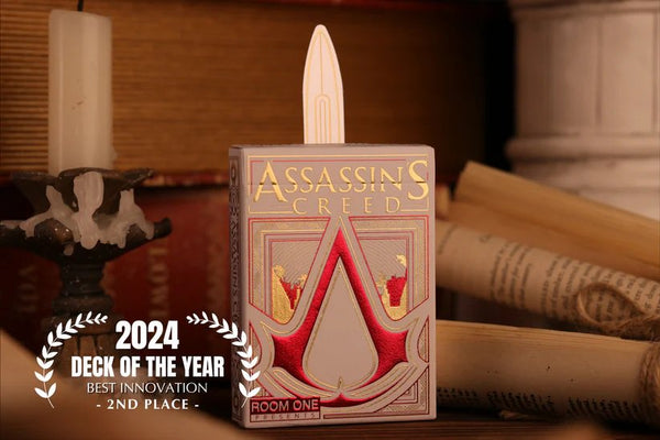 Room One Assassin's Creed Legacy Playing Cards, White Hidden Blade Edition, Poker Size Collectible Card Deck with Custom Artwork and Embossed Foil Sleeve