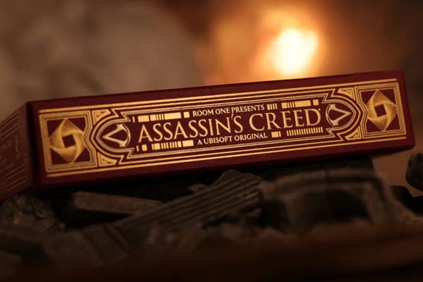 Room One Assassin's Creed Legacy Ver. II Playing Cards, Garnet Hidden Blade Edition, Poker Size Collectible Card Deck with Custom Artwork and Embossed Foil Sleeve, Red