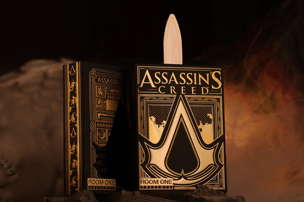 Room One Assassin's Creed Legacy Ver. II Playing Cards, Onyx Hidden Blade Edition, Poker Size Collectible Card Deck with Custom Artwork and Embossed Foil Sleeve, Black