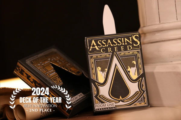 Room One Assassin's Creed Legacy Playing Cards, Black Hidden Blade Edition, Poker Size Collectible Card Deck with Custom Artwork and Embossed Foil Sleeve