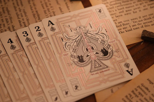 Room One Assassin's Creed Legacy Ver. II Playing Cards, Garnet Hidden Blade Edition, Poker Size Collectible Card Deck with Custom Artwork and Embossed Foil Sleeve, Red