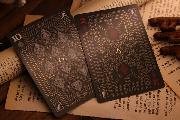 Room One Assassin's Creed Legacy Ver. II Playing Cards, Onyx Hidden Blade Edition, Poker Size Collectible Card Deck with Custom Artwork and Embossed Foil Sleeve, Black