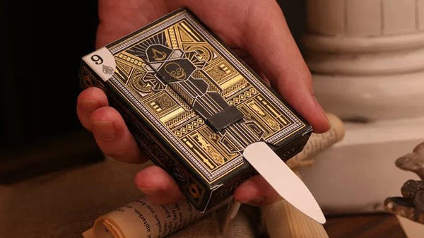 Room One Assassin's Creed Legacy Playing Cards, Black Hidden Blade Edition, Poker Size Collectible Card Deck with Custom Artwork and Embossed Foil Sleeve