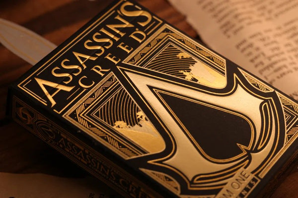 Room One Assassin's Creed Legacy Ver. II Playing Cards, Onyx Hidden Blade Edition, Poker Size Collectible Card Deck with Custom Artwork and Embossed Foil Sleeve, Black
