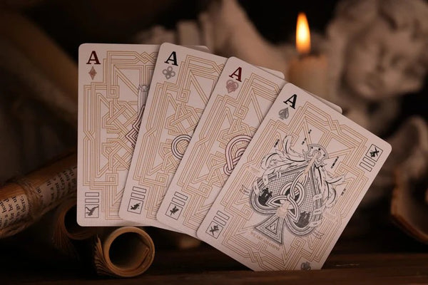 Room One Assassin's Creed Legacy Playing Cards, White Hidden Blade Edition, Poker Size Collectible Card Deck with Custom Artwork and Embossed Foil Sleeve