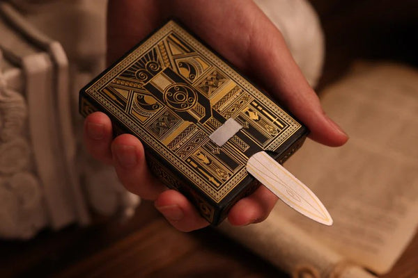 Room One Assassin's Creed Legacy Ver. II Playing Cards, Onyx Hidden Blade Edition, Poker Size Collectible Card Deck with Custom Artwork and Embossed Foil Sleeve, Black