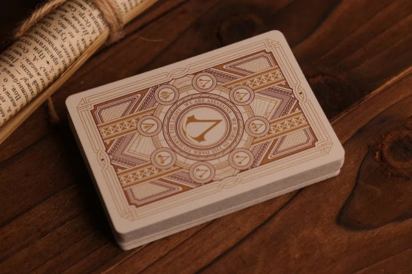 Room One Assassin's Creed Legacy Playing Cards, White Hidden Blade Edition, Poker Size Collectible Card Deck with Custom Artwork and Embossed Foil Sleeve