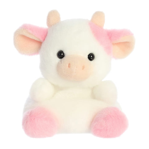 Aurora® - Palm Pals™ - 5" Belle Strawberry Cow™ Stuffed Animal - Pocket-Sized Collectible Cow Plush Toy, Soft Pink & White - 5 Inches