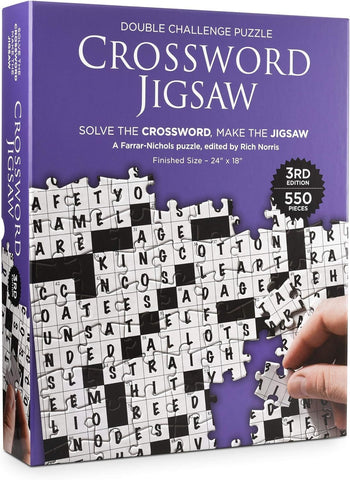 Dual Challenge Crossword Jigsaw Puzzle 3rd Edition - 550 Piece Board Game for Adults Families - Educational Interactive Brain Building