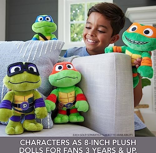 Mattel Teenage Mutant Ninja Turtles Mutant Mayhem Leonardo Plush Toy, 8 Inch Blue Masked Soft Doll of TMNT Movie Character Leader Leo