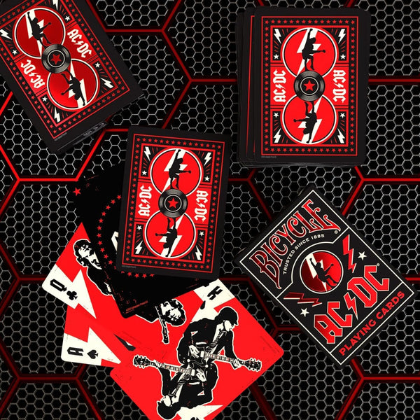 Bicycle ACDC Playing Cards, Features Iconic ACDC Song Titles and Band Designs, Red and Black, 1 Deck