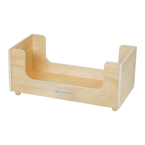 Manhattan Toy Sleep Tight Wooden Play Sleigh Bed with Pillow and Blanket for Dolls and Stuffed Animals