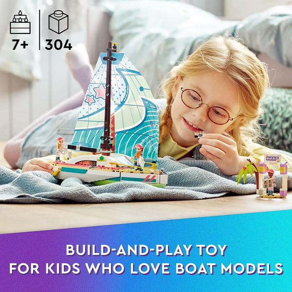 LEGO Friends Stephanie's Sailing Adventure Toy Boat Set 41716, Sailboat Building Toy with Island, Drone, and 3 Mini Figures, Creative Sailing Gift for Kids, Girls, Boys Age 7+ Years Old