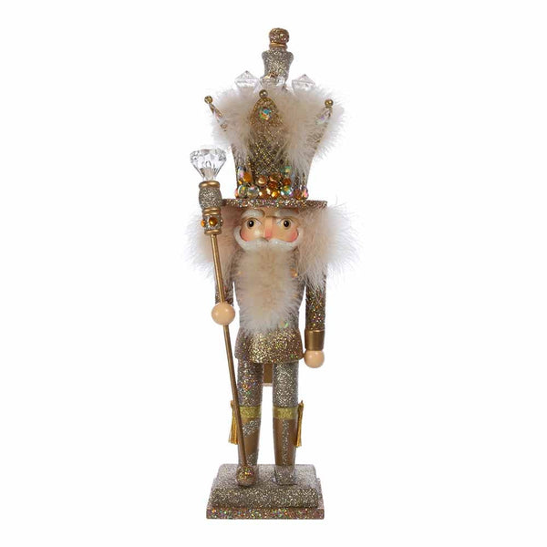 16-Inch Hollywood Platinum and Gold Glitter King Nutcracker