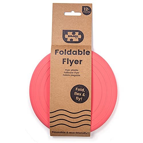 Bigjigs Toys Frisbee Flying Disc (Coral Pink) - Silicone Frisbee for Kids, Quality Flying Saucers, Beach Toys & Garden Toys, Holiday Toys for Toddlers