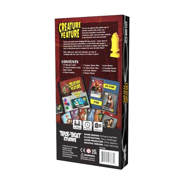 Trick Or Treat Studios Richard Garfield’s Creature Feature - Monster Themed Movie Agent Bluffing Board Game, 3-6 Players Ages 14+