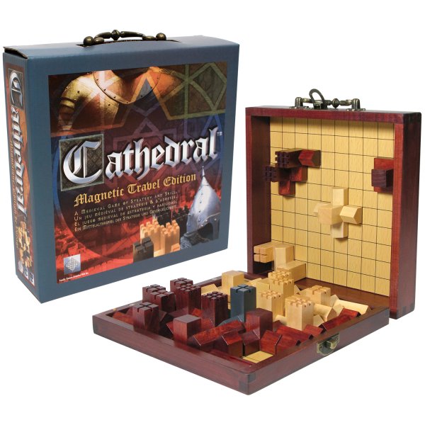 Family Games America - Cathedral Magnetic Travel Edition - A Portable Medieval Wooden Board Game of Strategy and Skill, 2 Player Ages 8+