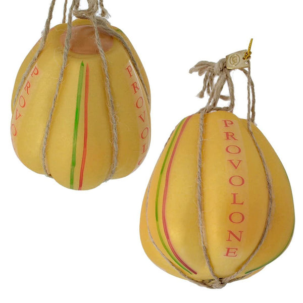 Kurt Adler Noble GEMS Glass Italian Cheese Ornament - 3 Assorted: PARMIGGIANO, PROVOLONE and MOZZERELLA