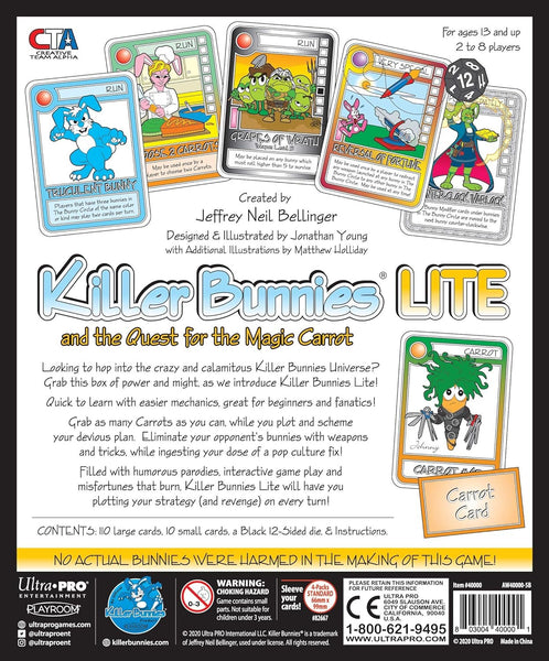 Playroom Entertainment Killer Bunnies Lite - An Introduction To The Quest for the Magic Carrot Game, 2-8 Players Ages 13+