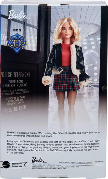 Barbie Ruby Sunday Doll, Dr. Who Collectible Inspired by The Series’ 14th Season with Doll Stand & Certificate of Authenticity